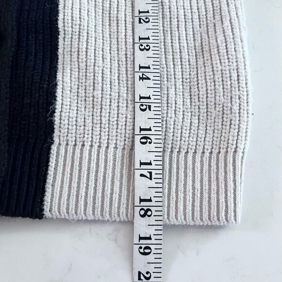 Zara Black White Ribbed Knit Collared Button Front Colorblock Cardigan Sweater S - Picture 9 of 10